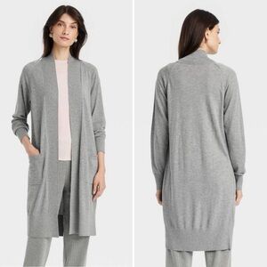 A New Day Duster Cardigan Lightweight Patch Pockets Gray Plus Size XXL